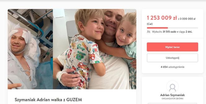 Żona chorego Adriana ze "ŚOPW" zaapelowała o pomoc. Na koncie zbiórki w dobę zebrano ponad milion!