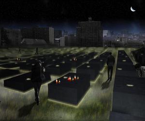Cmentarz przyszłości według projektantów z grupy AN.ONYMUS. Biogaz powstający przy rozkładzie ciał zmarłych oświetla groby 