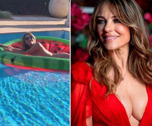  58-letnia Liz Hurley kompletnie odleciała. Całkiem nago pozuje na arbuzie