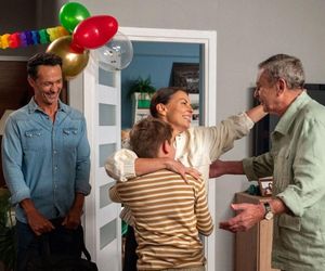 Barwy szczęścia odc. 3141. Kasia (Katarzyna Glinka), Mariusz (Rafał Cieszyński), Ksawery (Bartosz Gruchot), Czesław Zarzeczny (Marian Jaskulski)