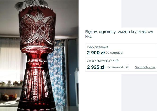 Ogłoszenie na OLX "Piękny, ogromny, wazon kryształowy PRL" wystawione przez użytkownika michalszymanski86