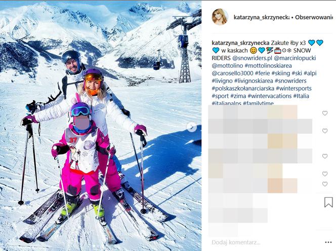 Dorota Gardias uczy córeczkę jeździć na nartach