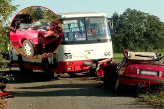 Zderzenie osobówki z autobusem przewożącym dzieci! Na miejscu śmigłowiec LPR