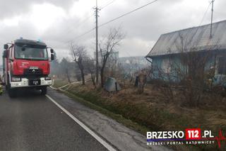 Pożar starego domu w Uszwi