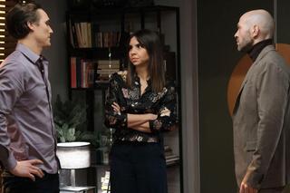 M jak miłość odc. 1799. Aneta (Ilona Janyst), nowy lekarz Wojtek Majer (Paweł Parczewski), Olek (Maurycy Popiel)