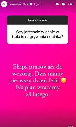 M jak miłość przerwa w zdjęciach na planie do 28 lutego