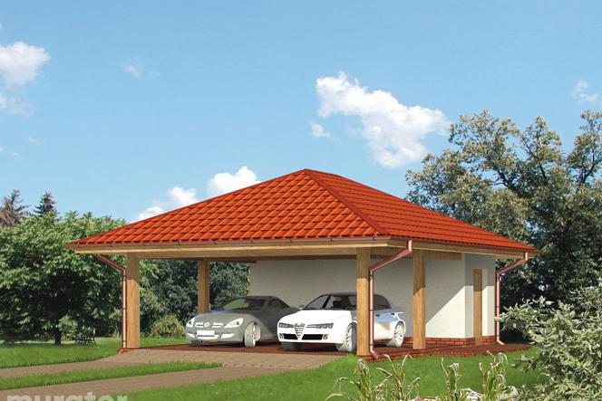 Projekt G29 Wiata garażowa z pomieszczeniem gospodarczym