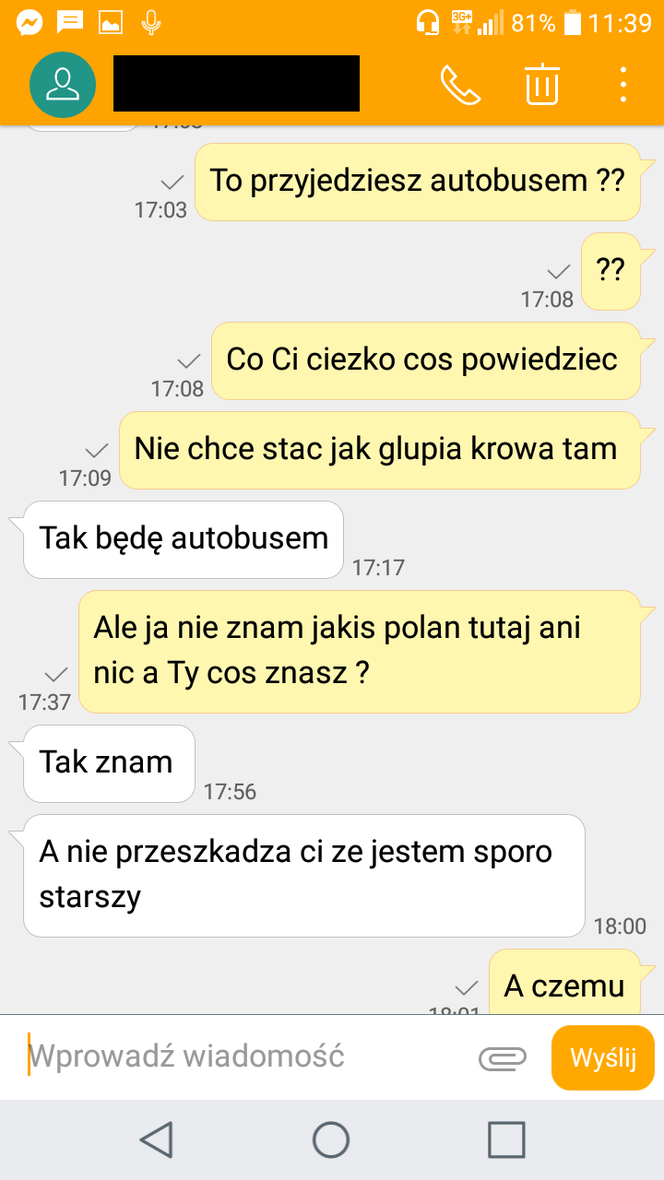 Białystok. Zapis SMS rozmowy z pedofilem zatrzymanym na ul. Warszawskiej