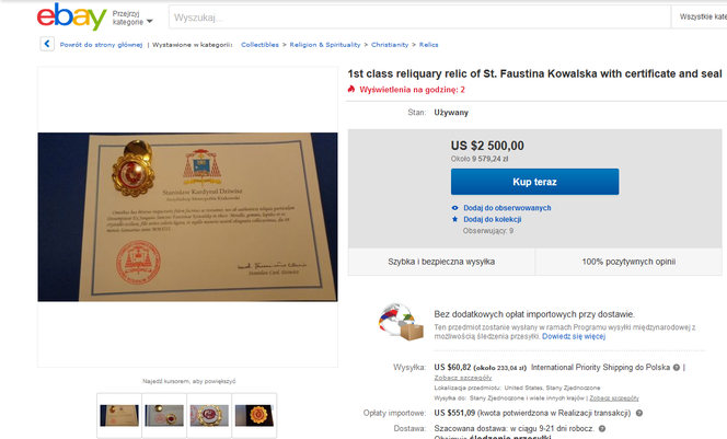 Fałszywe relikwie siostry Faustyny
