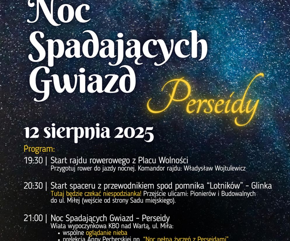 Noc Spadających Gwiazd – Perseidy 2025 w Koninie