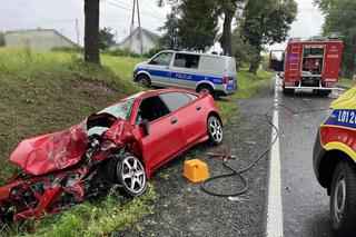 Wypadek w Gościeradowie Folwarku. Dwa auta wylądowały w rowie