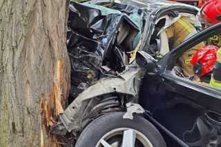 Śmiertelny wypadek pod Skierniewicami. 68-latek uderzył w drzewo [ZDJĘCIA].