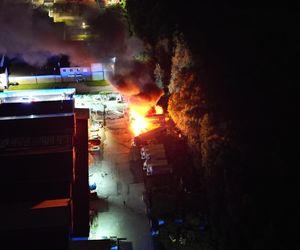 Pożar ciężarówek w Mysłowicach