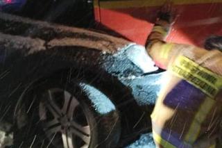 Strażacy z Warlubia mieli ogromnego pecha! W ich wóz uderzyła osobówka [ZDJĘCIA]