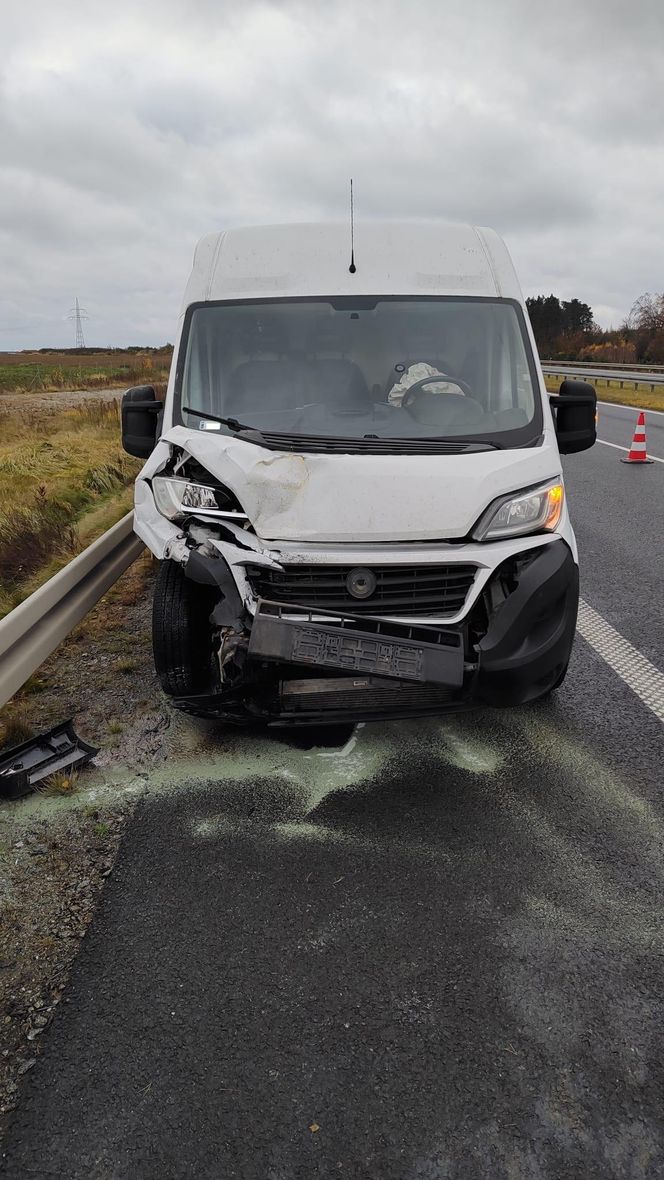 Zderzenie dwóch busów na S5 koło Wilkowic. Jedna osoba poszkodowana