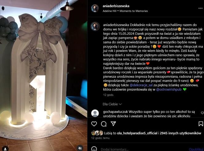 Roczek synka Anny Derbiszewskiej 