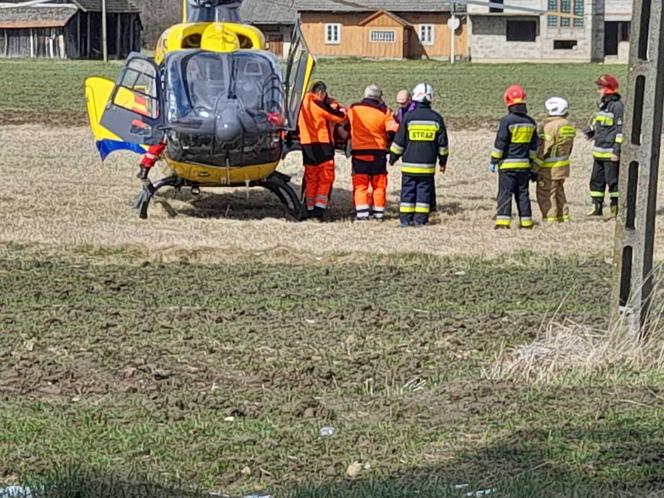 Groźny wypadek w Zborowicach. Lądował helikopter LPR