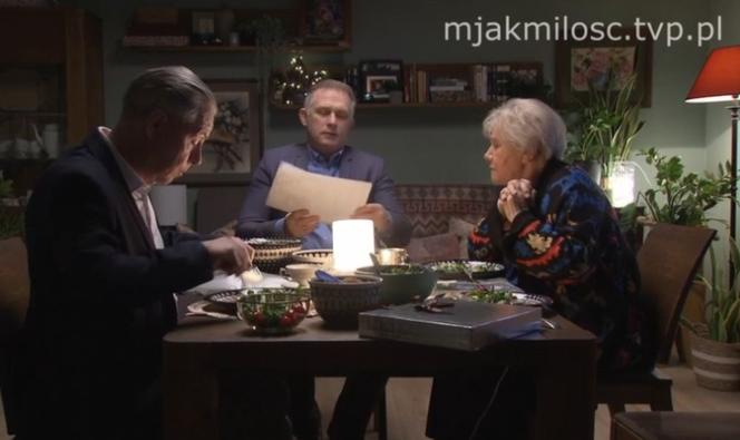 M jak miłość odc. 1654. Barbara (Teresa Lipowska), Artur Rogowski (Robert Moskwa), Mariusz Nieśpielak (Zbigniew Suszyński)