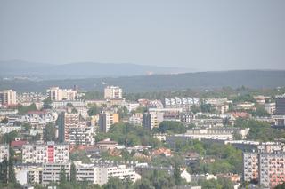 Panorama Kielc z wieży klasztornej na Karczówce