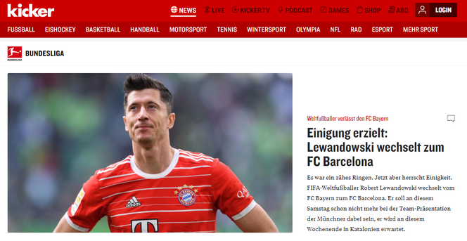 Tak media zareagowały na transfer Lewandowskiego