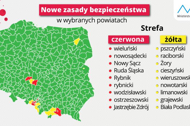 Czerwone i żółte strefy zakażeń