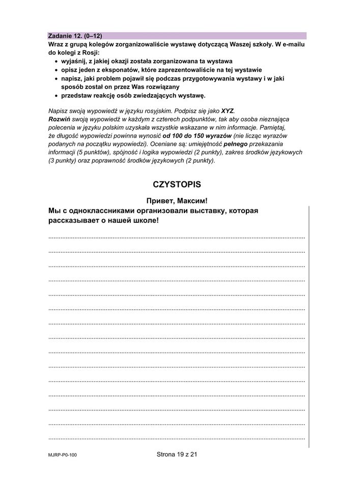 Matura 2025: rosyjski 7.05.2025. Arkusze CKE i odpowiedzi. Poziom podstawowy [Formuła 2023]	