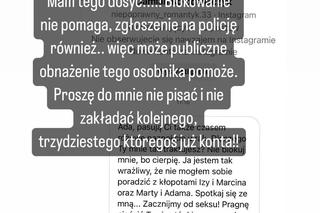 Adriana Kalska (Iza z M jak miłość) pokazała na Instagramie wiadomości od stalkera