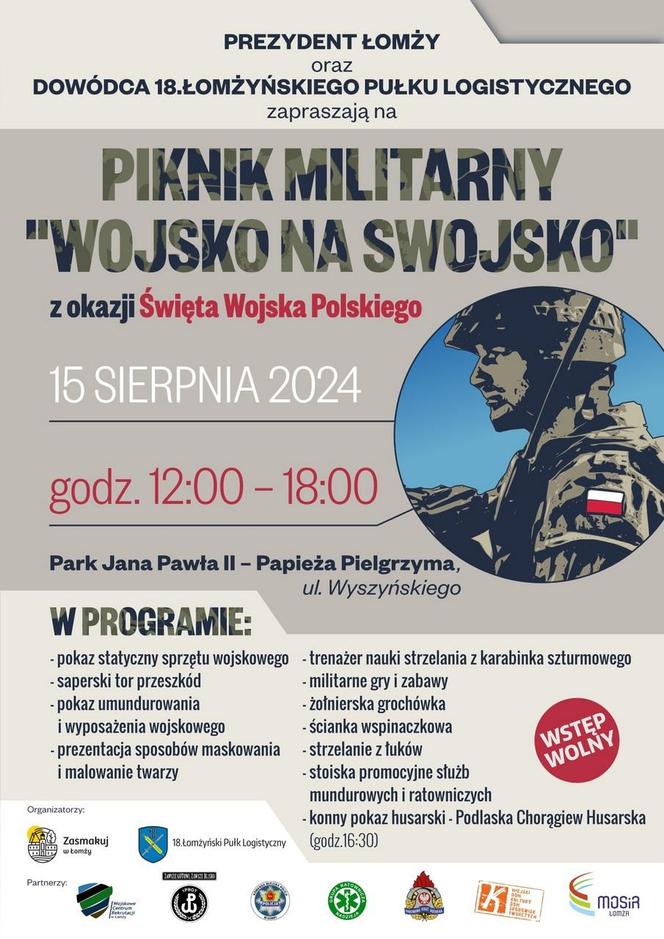 15 sierpnia w Łomży odbędzie się Piknik Militarny Wojsko na swojsko. Znamy szczegóły!