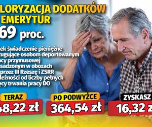 Waloryzacja dodatków do emerytur 4,69 proc.