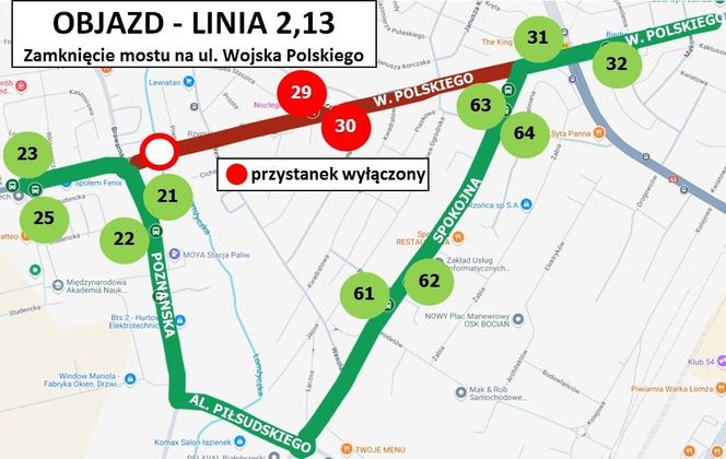 Zmiany w kursowaniu autobusów spowodowane rozbudową mostu na Łomżyczce 