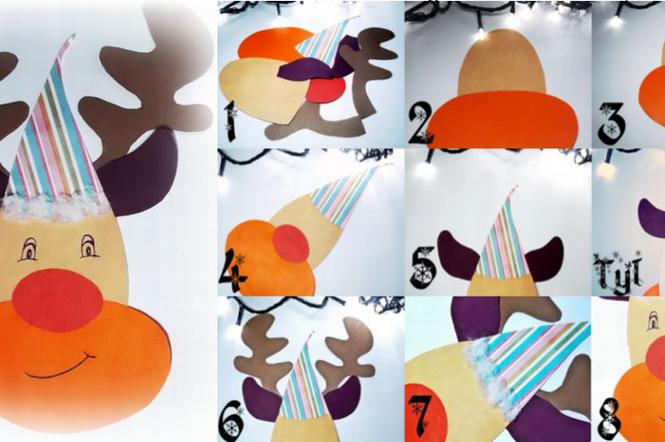 DIY ozdoby świąteczne z papieru: kolorowy renifer. Szablon do pobrania