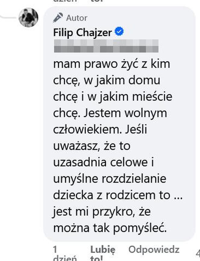 Filip Chajzer o kontaktach z synem