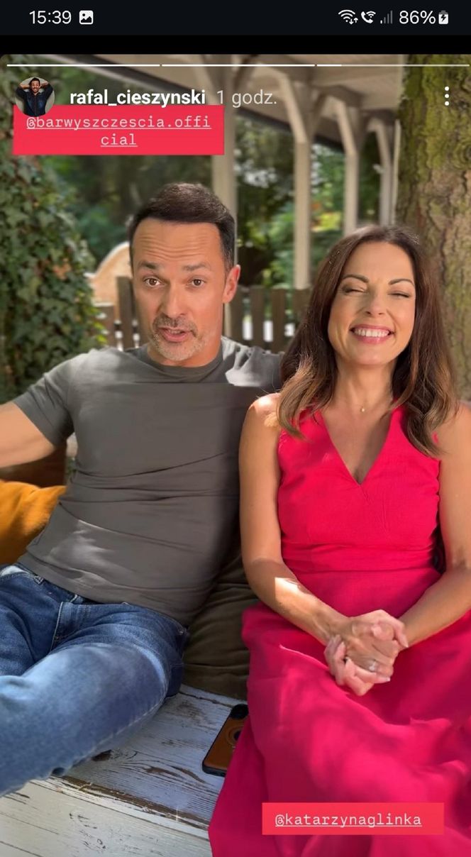 Barwy szczęścia nowy sezon. Rafał Cieszyński (Mariusz), Katarzyna Glinka (Kasia) na planie