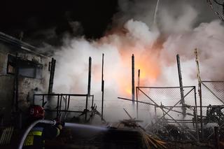 Pożar hali z materiałami budowlanymi. Spłonęły też samochody. 12 zastępów straż w akcji