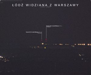Kominy w Łodzi widziane z Warszawy