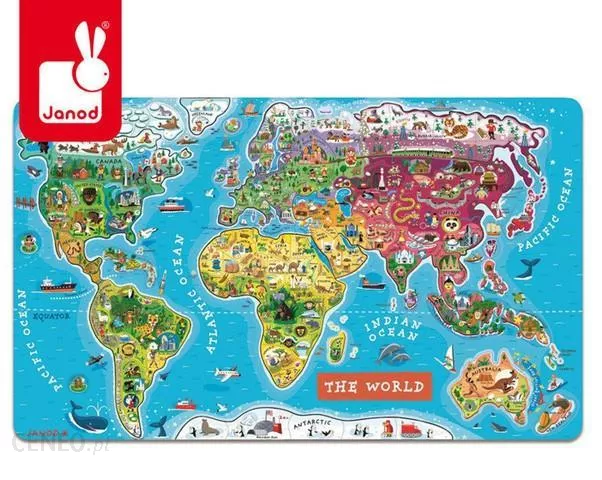 Janod Puzzle Magnetyczne Mapa Świata