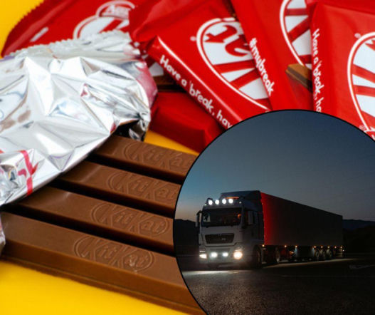 Ukradli 12 ton batoników KitKat. Ładunek jechał do Polski