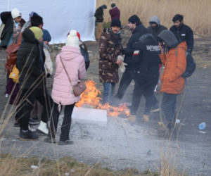 Tłumy na przejściu granicznym w Medyce
