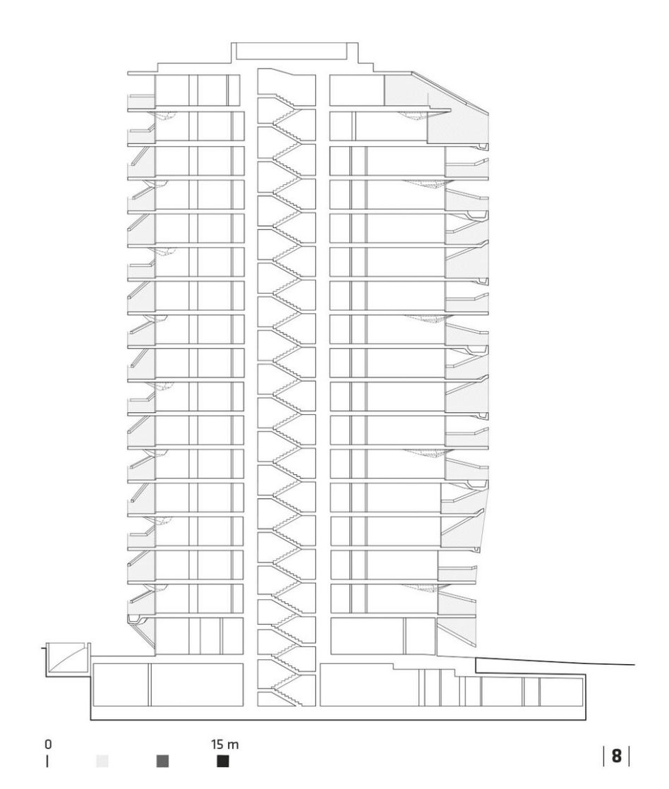 Garden Tower. Przekrój A-A