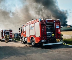 Pożar hali magazynowej w Mszanie Dolnej