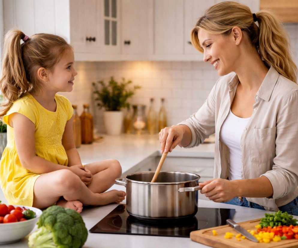gotowanie, kuchnia, mama z dzieckiem