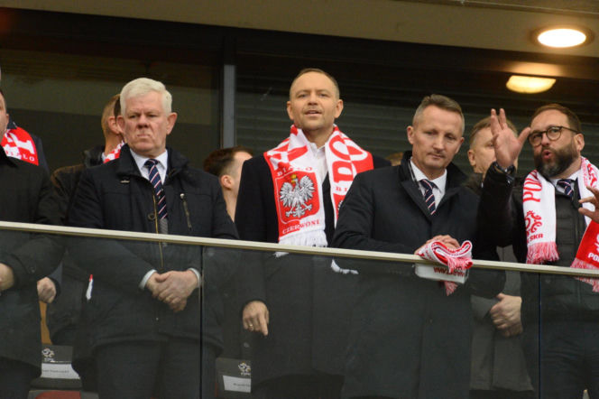 Karol Nawrocki i Przemysław Czarnek na mecze Polska - Albania