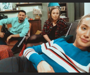 Barwy szczęścia po wakacjach 2020. Jowita (Magdalena Żak), Oliwka (Wiktoria Gąsiewska), Alan (Rafał Maślak)