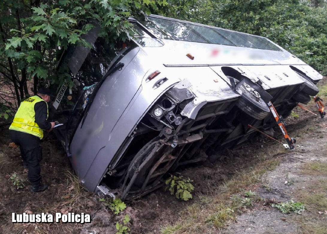 Autobus pełen dzieci wyleciał z szosy