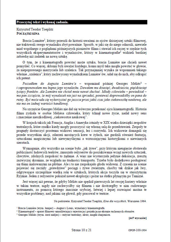 Egzamin ósmoklasisty 2019 - Arkusze Język Polski