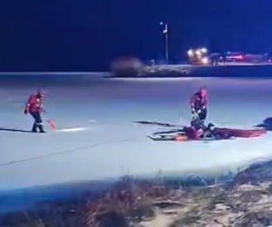 Dożywotni zakaz jazdy, alkohol i pościg. Finał na pękającym lodzie