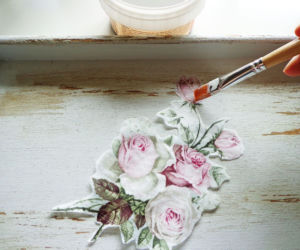 Taca decoupage w stylu vintage z efektem postarzenia