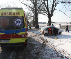 WYPADEK SKOŃCZYŁ SIĘ NA DRZEWIE
