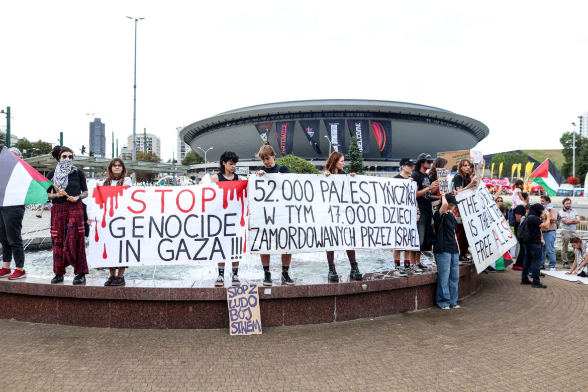 Protesty przed Polska - Izrael na Eurobasket 2025