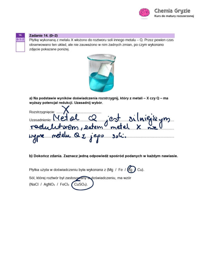 Matura próbna CKE 2026 - chemia. Poprawne odpowiedzi